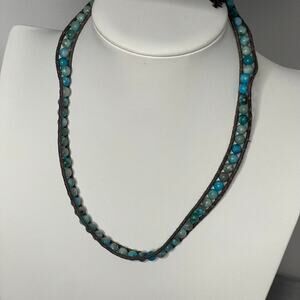 beaded necklace costume jewelry turquoise dyed stone boho bohemian hippie trendy